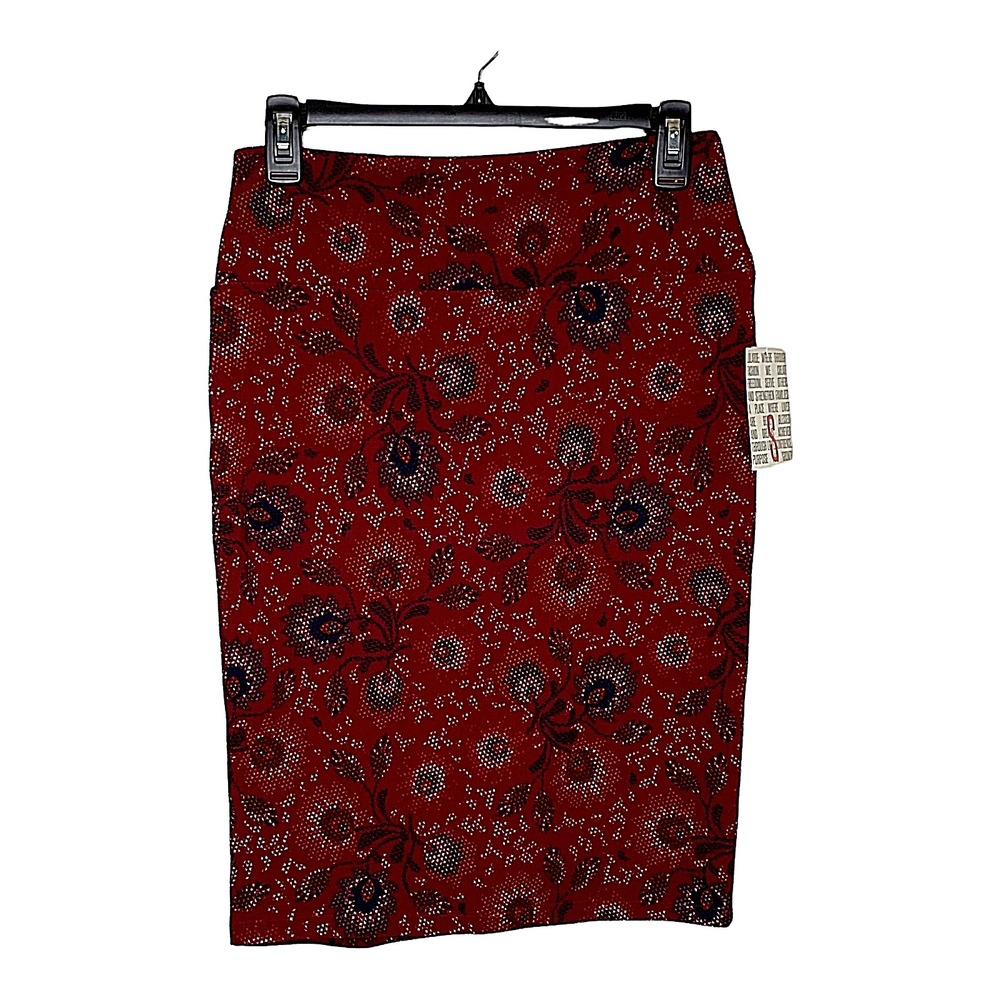 LuLaRoe Cassie Skirt Size Small Red Multicolor Stretch‎ (1066)